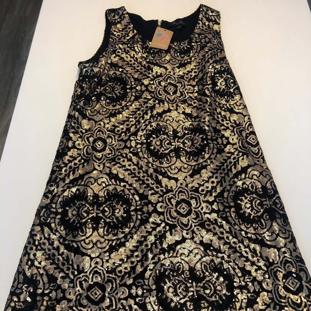 Black and Gold Sequin mini dress